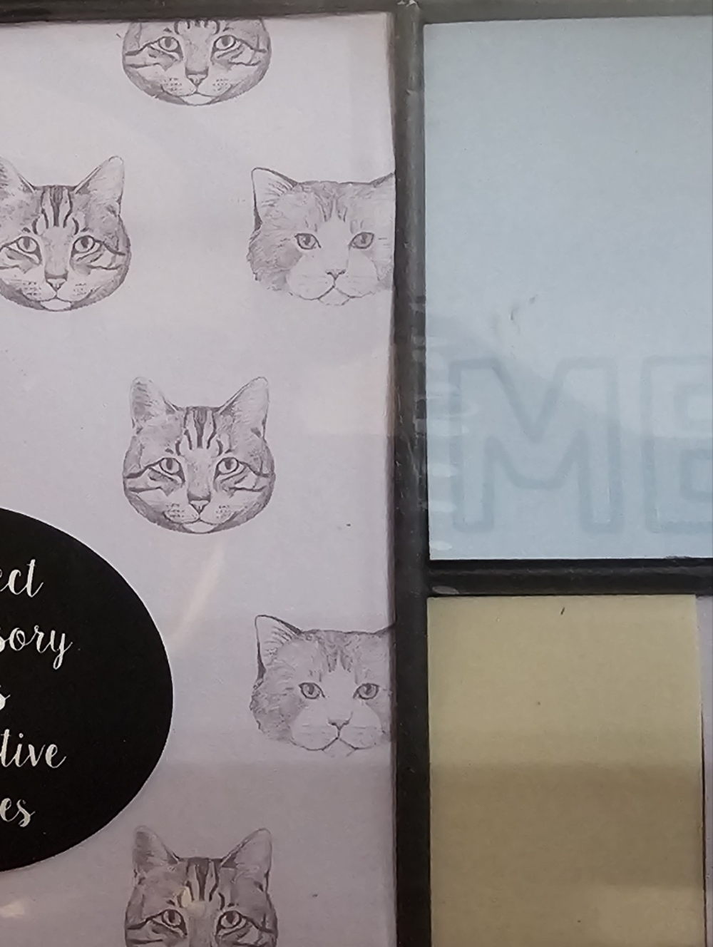 Cat-Themed Sticky Note Set - Pastel Blue, Cream, White - Picture 2 of 4